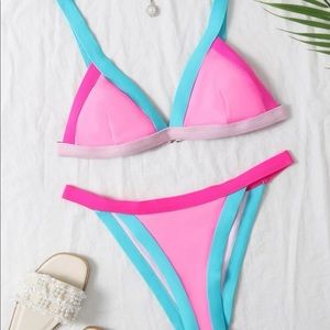 Pink & Blue Triangle Bikini